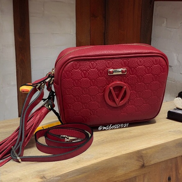 Valentino by Mario Valentino Mia Dollaro Leather Crossbody in Tango Red NWT - Picture 3 of 7